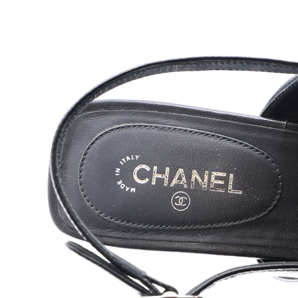 Chanel Lambskin Camellia Women's Thong Sandals 36.5 Black White