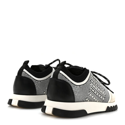 Hermes Knit Goatskin Men's Addict Sneakers 41 Black White
