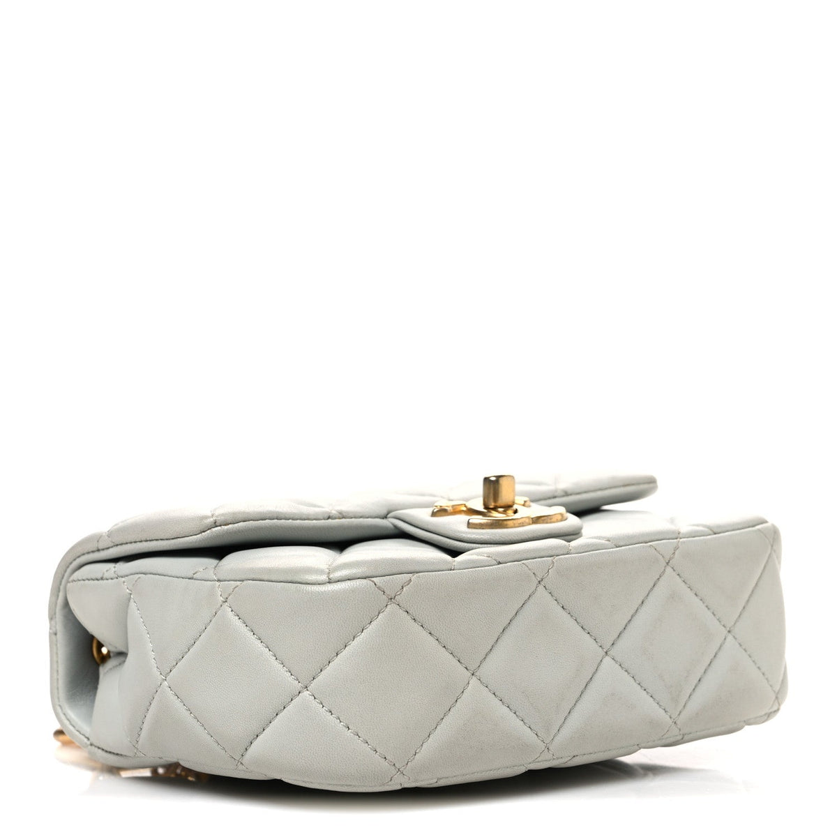Mini Quilted Lambskin Flap Shoulder Bag - Light Blue