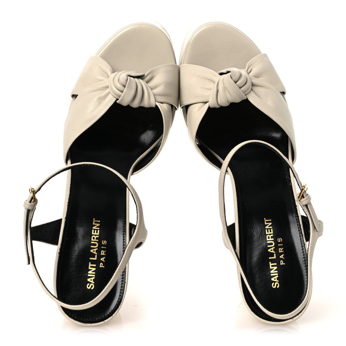 Saint Laurent Leather Women's Vendome Bianca 85 Platform Sandals 41 Pearl