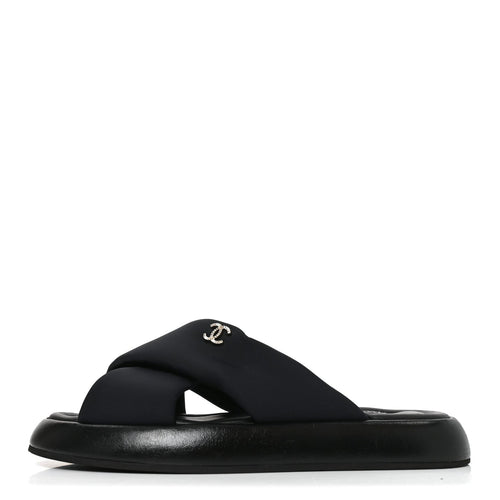 Fabric CC Mules Sandals Black