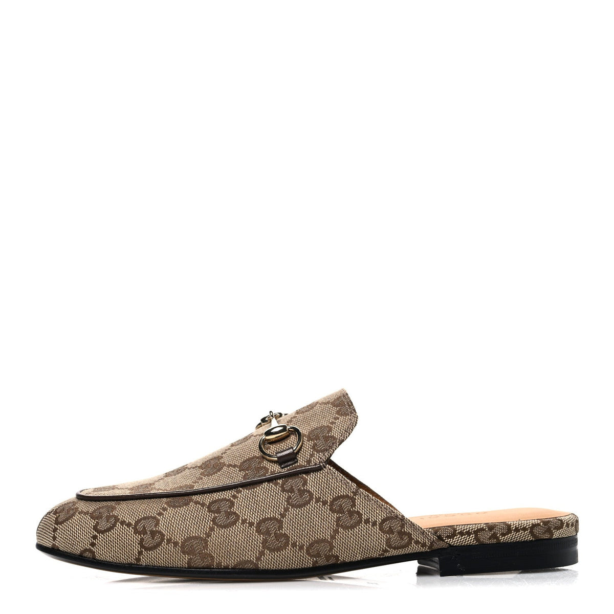 Canvas GG Monogram Horsebit Princetown Slippers Beige Ebony New Acero