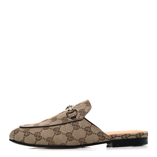 Canvas GG Monogram Horsebit Princetown Slippers Beige Ebony New Acero