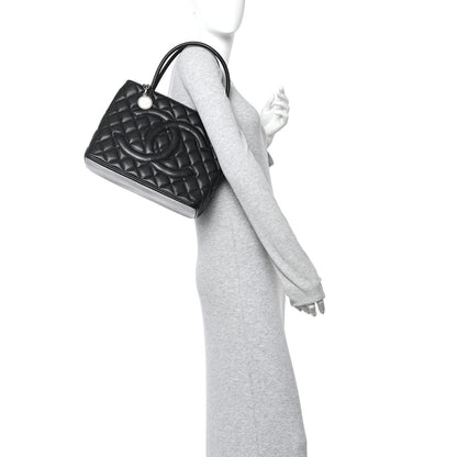 Quilted Caviar Tote Bag - Black