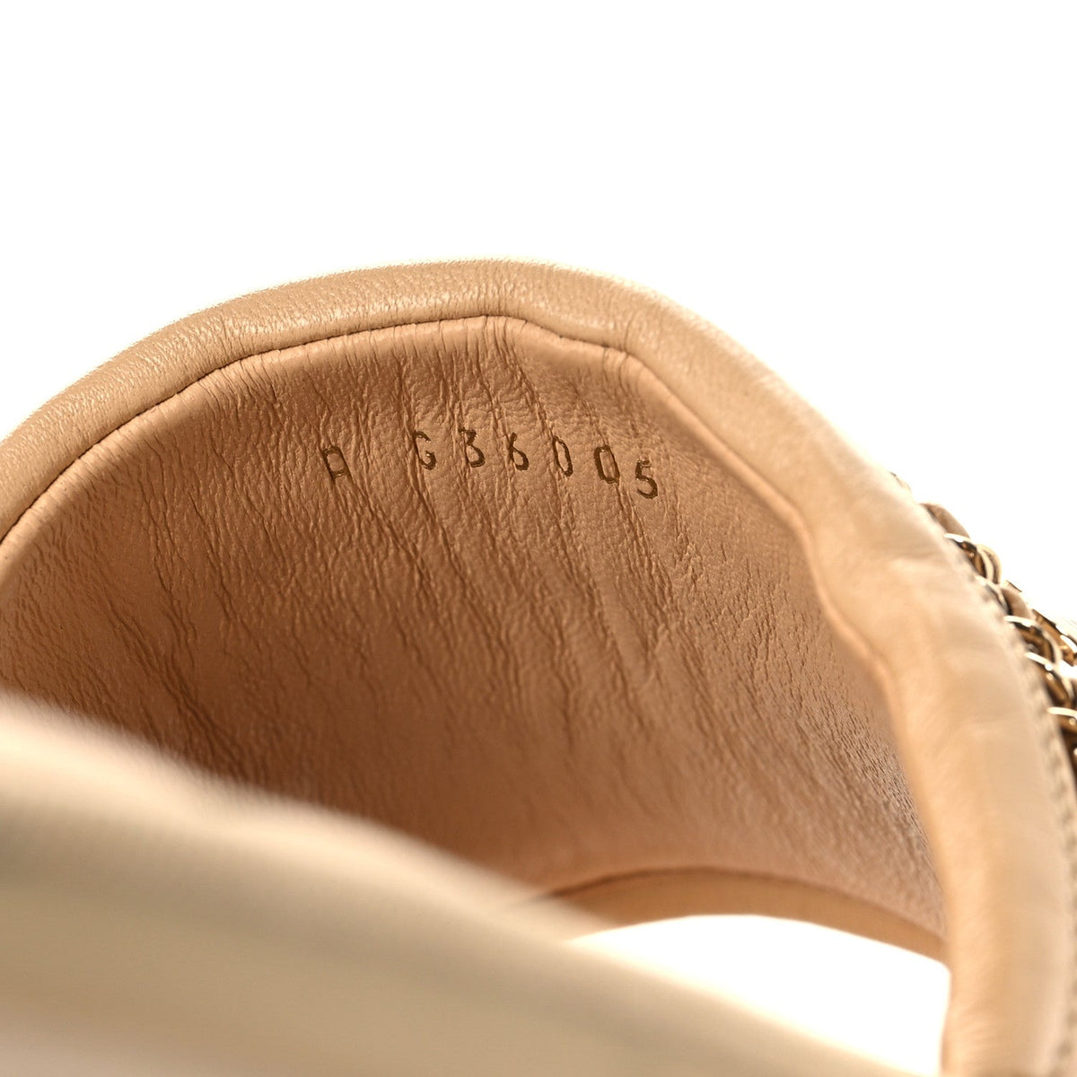 Chanel Lambskin Women's Pearl Chain Flat Slipper Sandals M Beige