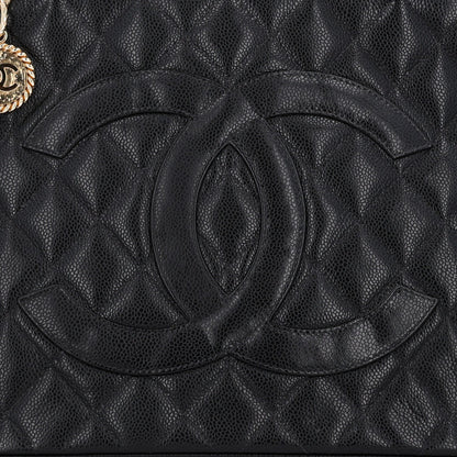 Quilted Caviar Tote Bag - Black