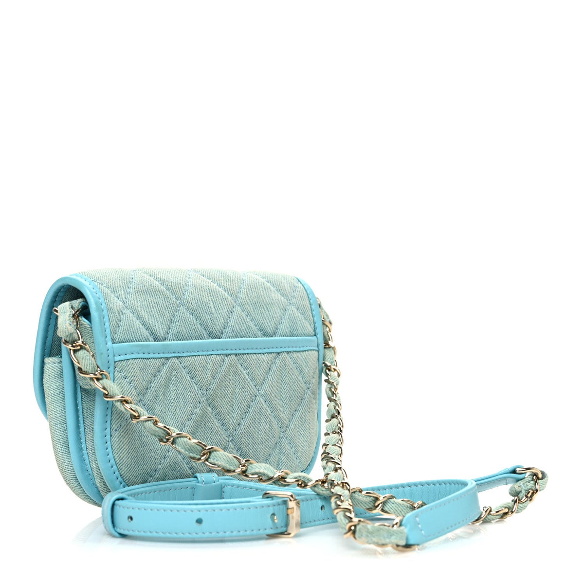Small Quilted Flap Shoulder Bag - Blue