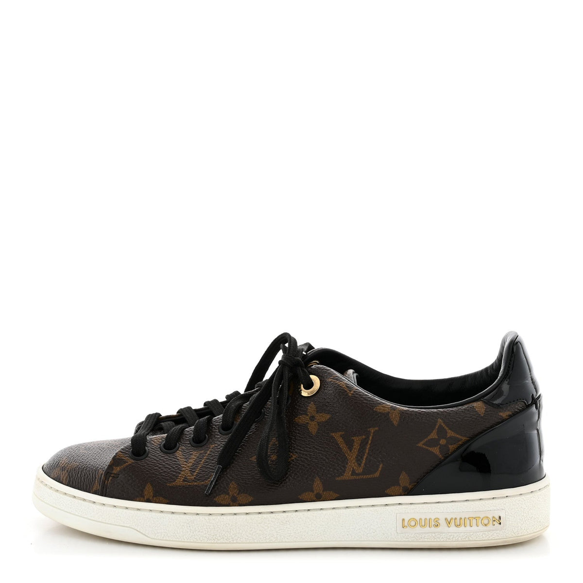 Louis Vuitton Patent Monogram Women's Frontrow Sneakers 37 Black