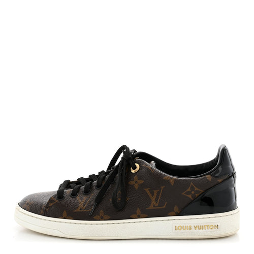 Louis Vuitton Patent Monogram Women's Frontrow Sneakers 37 Black