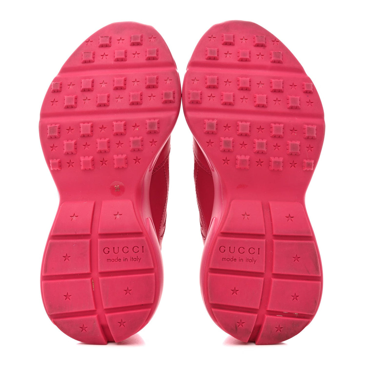 Gucci Calfskin Printed Women's Rhyton Sneakers 35 Box Pink