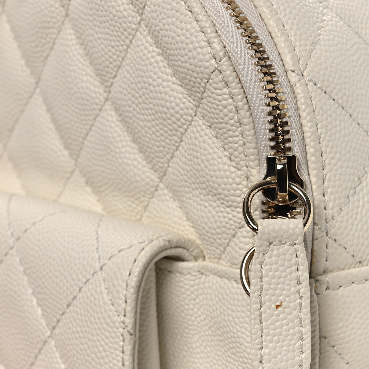 Small Quilted Caviar Backpack - White