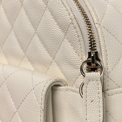 Small Quilted Caviar Backpack - White