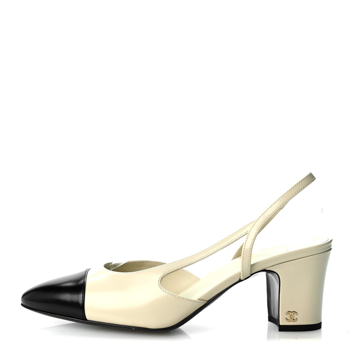 Lambskin Cap Toe CC Slingback Pumps White Black