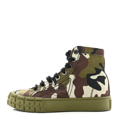 Prada Denim Women's Triangle Logo Camo Sneakers 35 Militare