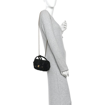 Mini Quilted Flap Shoulder Bag - Black