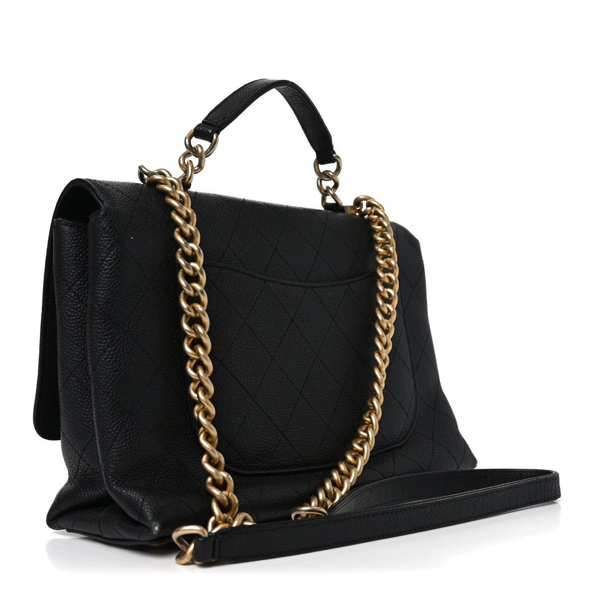 Caviar Flap Shoulder Bag - Black