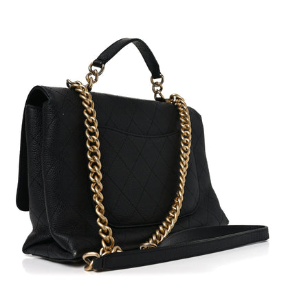 Caviar Flap Shoulder Bag - Black