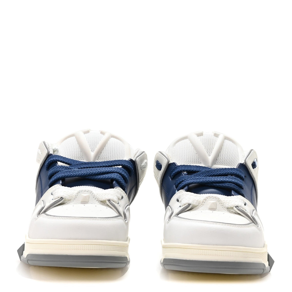 Valentino Garavani Calfskin Men's Open Skate Sneakers 40 White Blue