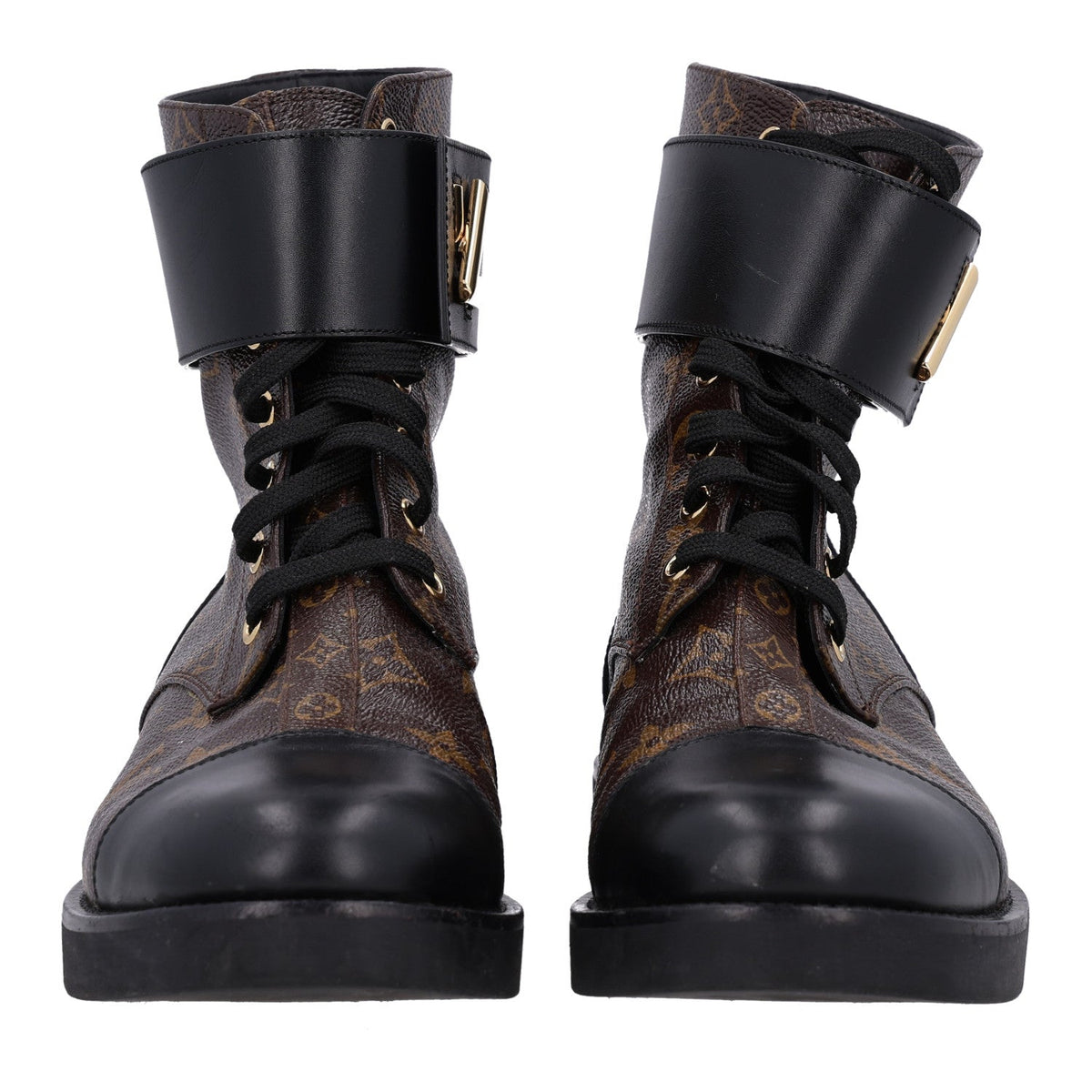 Louis Vuitton Calfskin Monogram Women's Wonderland Ranger Boots 38 Black