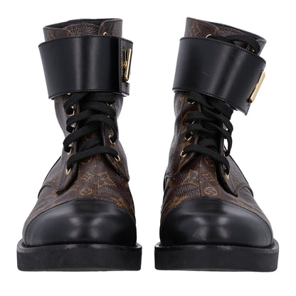 Louis Vuitton Calfskin Monogram Women's Wonderland Ranger Boots 38 Black