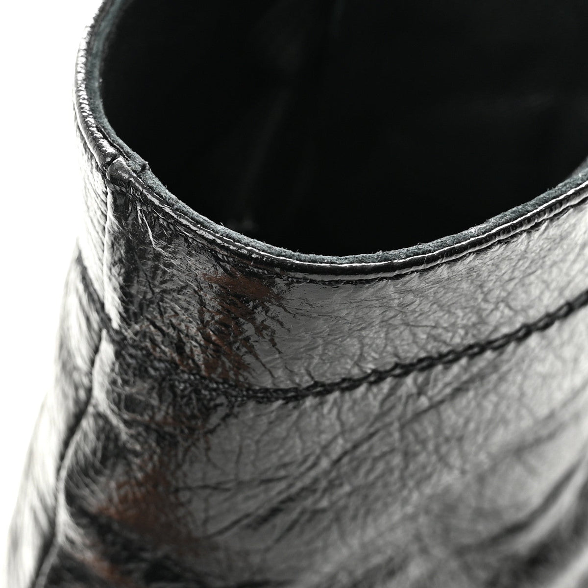 Chanel Shiny Crumpled Lambskin Lace Up Combat Women's Boots