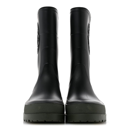 Dior Rubber Women's Diorunion Rain Boots 38 Black Military