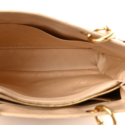 Quilted Caviar Tote Bag - Beige