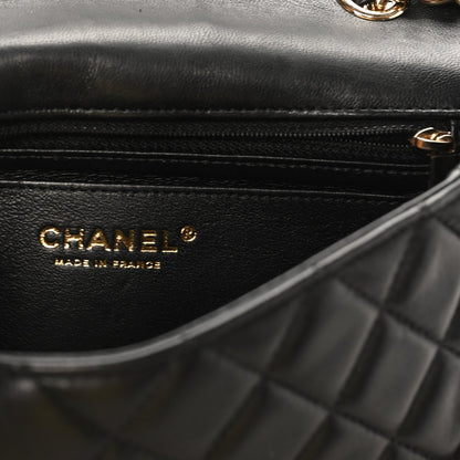 Mini Quilted Lambskin Flap Shoulder Bag - Tan