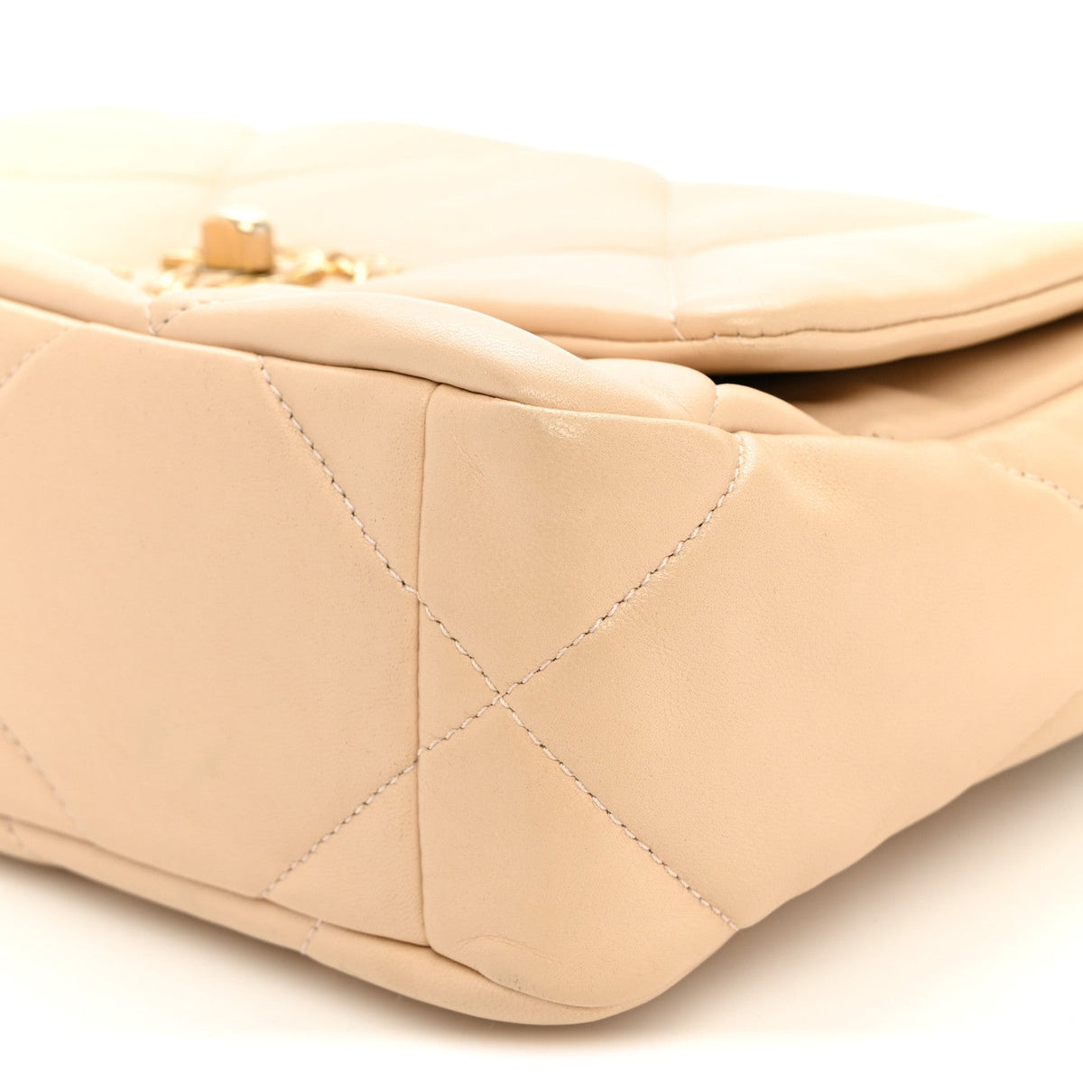 Medium Quilted Lambskin Flap Shoulder Bag - Beige