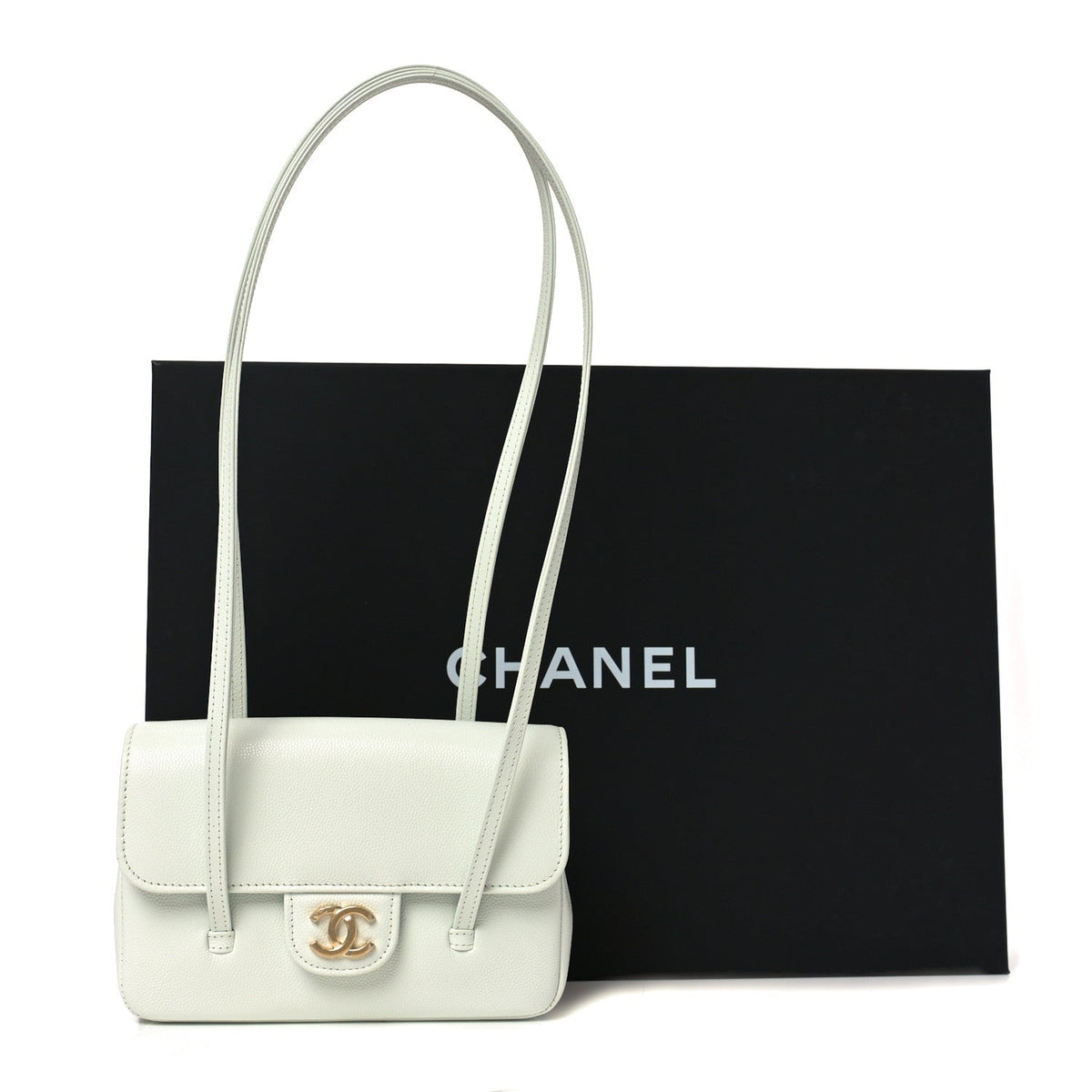 Mini Caviar Shoulder Bag - Light Blue