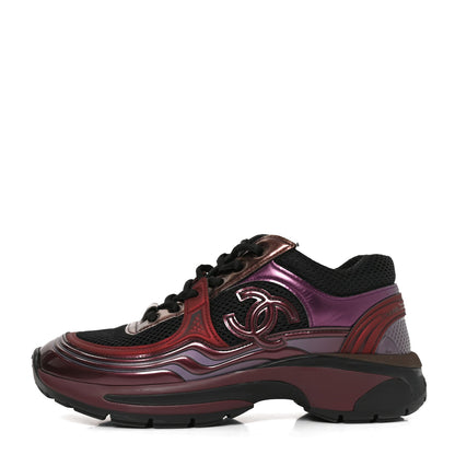 Chanel Fabric Laminated Calfskin Stretch CC Women's Sneakers