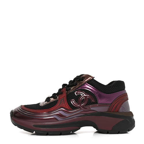 Chanel Fabric Laminated Calfskin Stretch CC Women's Sneakers