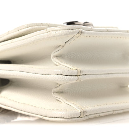 Quilted Caviar Clutch Bag - White