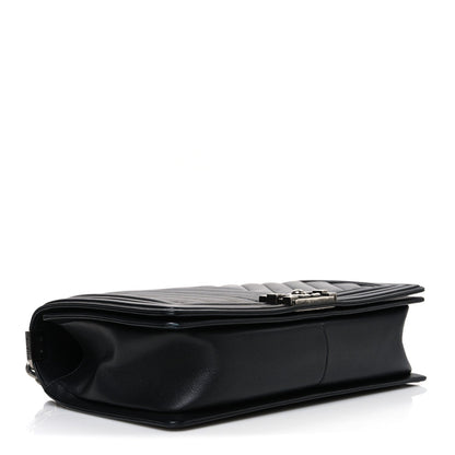 Medium Quilted Lambskin Flap Shoulder Bag - Black