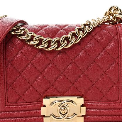 Small Quilted Caviar Flap Shoulder Bag - Pink