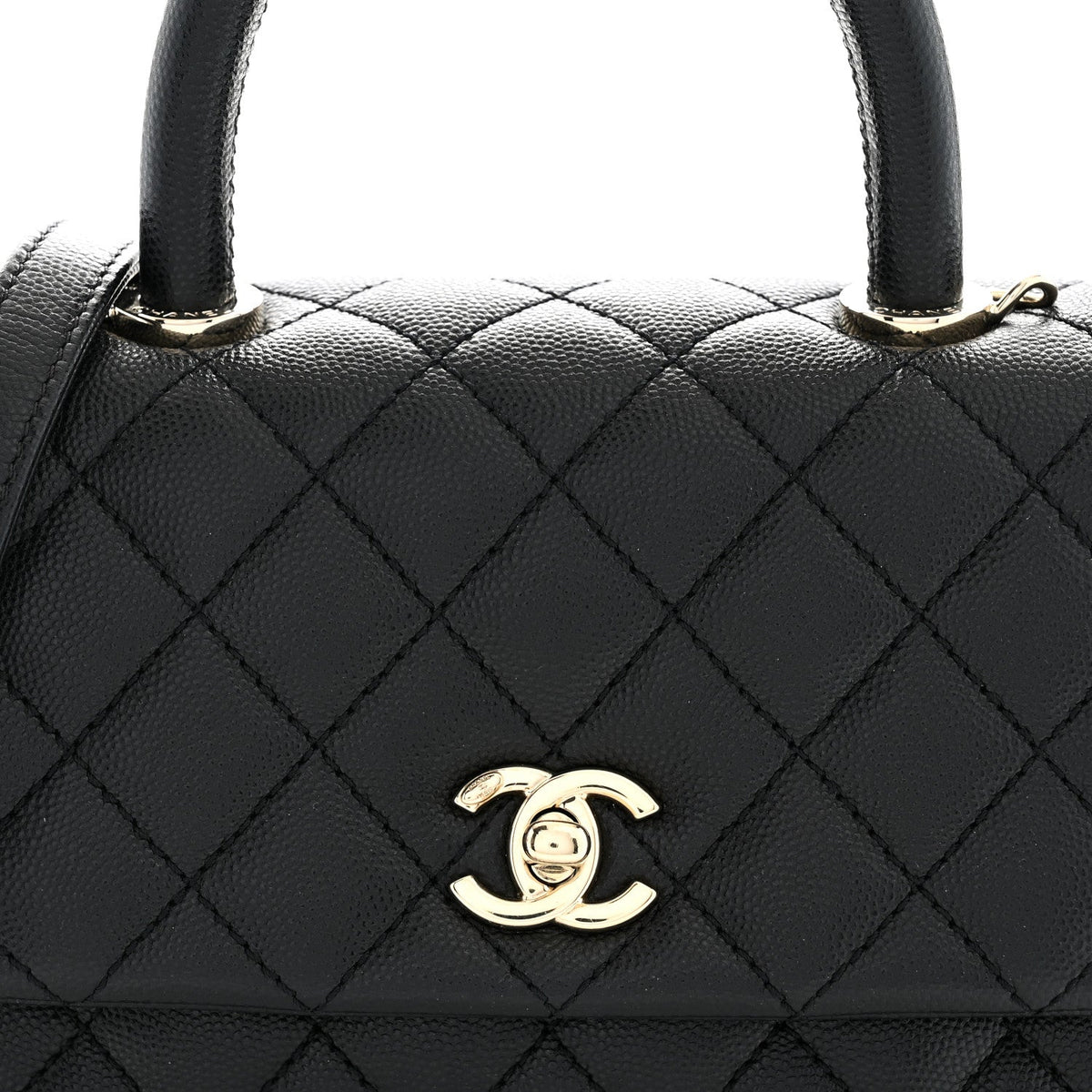 Mini Quilted Caviar Flap Shoulder Bag - Black
