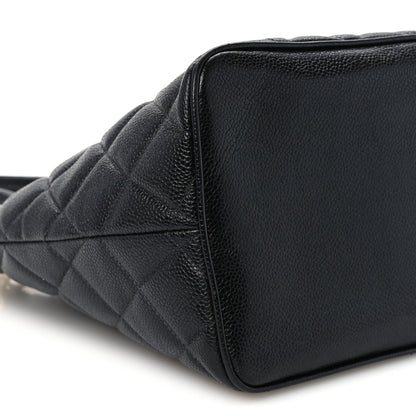 Quilted Caviar Tote Bag - Black