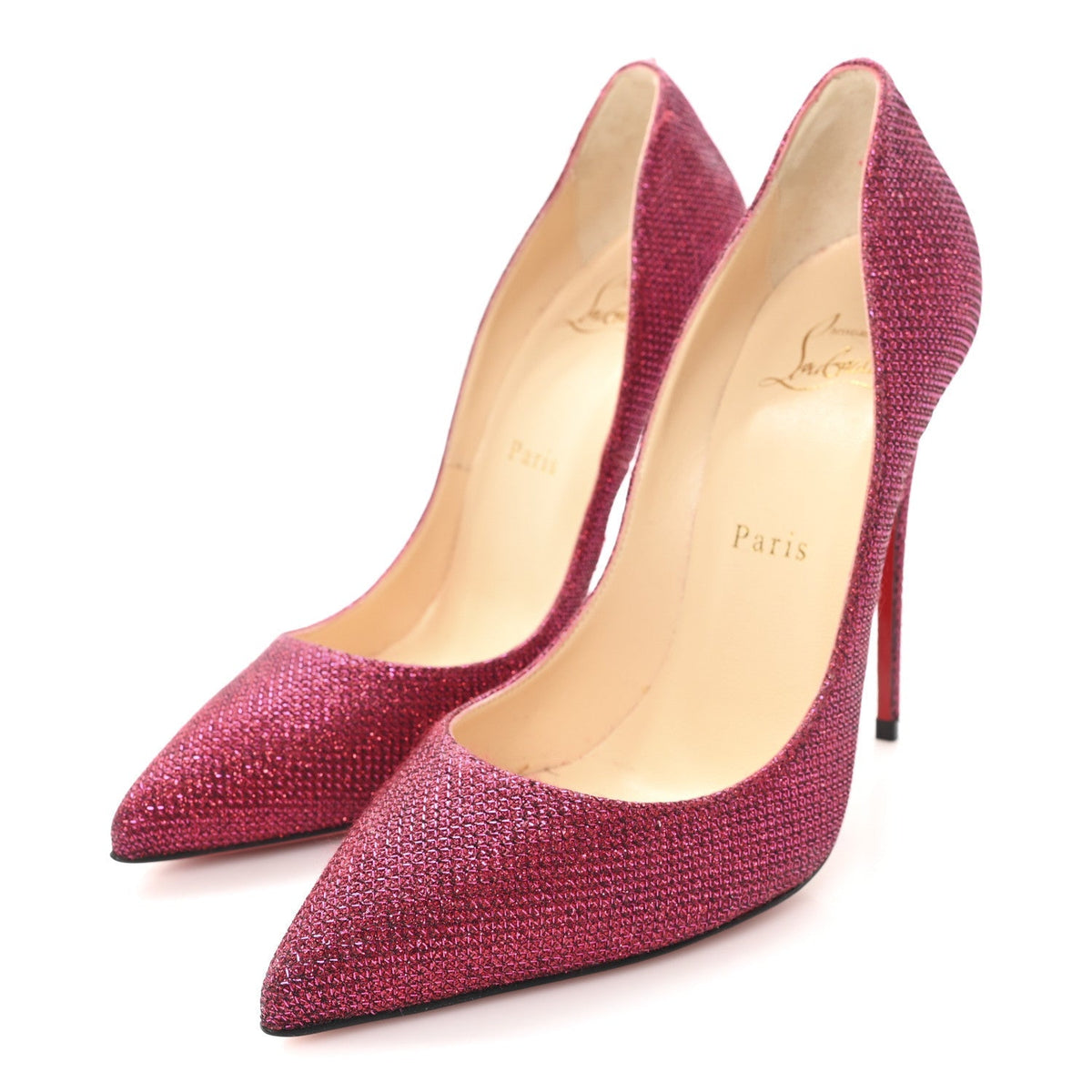 Christian Louboutin Glitter Tisse Pigalle Follies 120 Women's Pumps 37.5 Cassis
