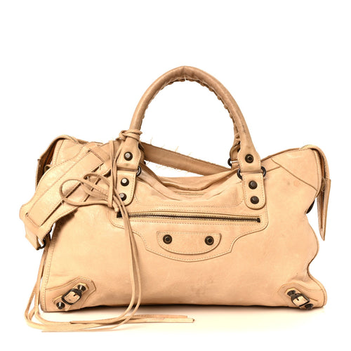 Agneau Classic Hardware City Sahara Handbag