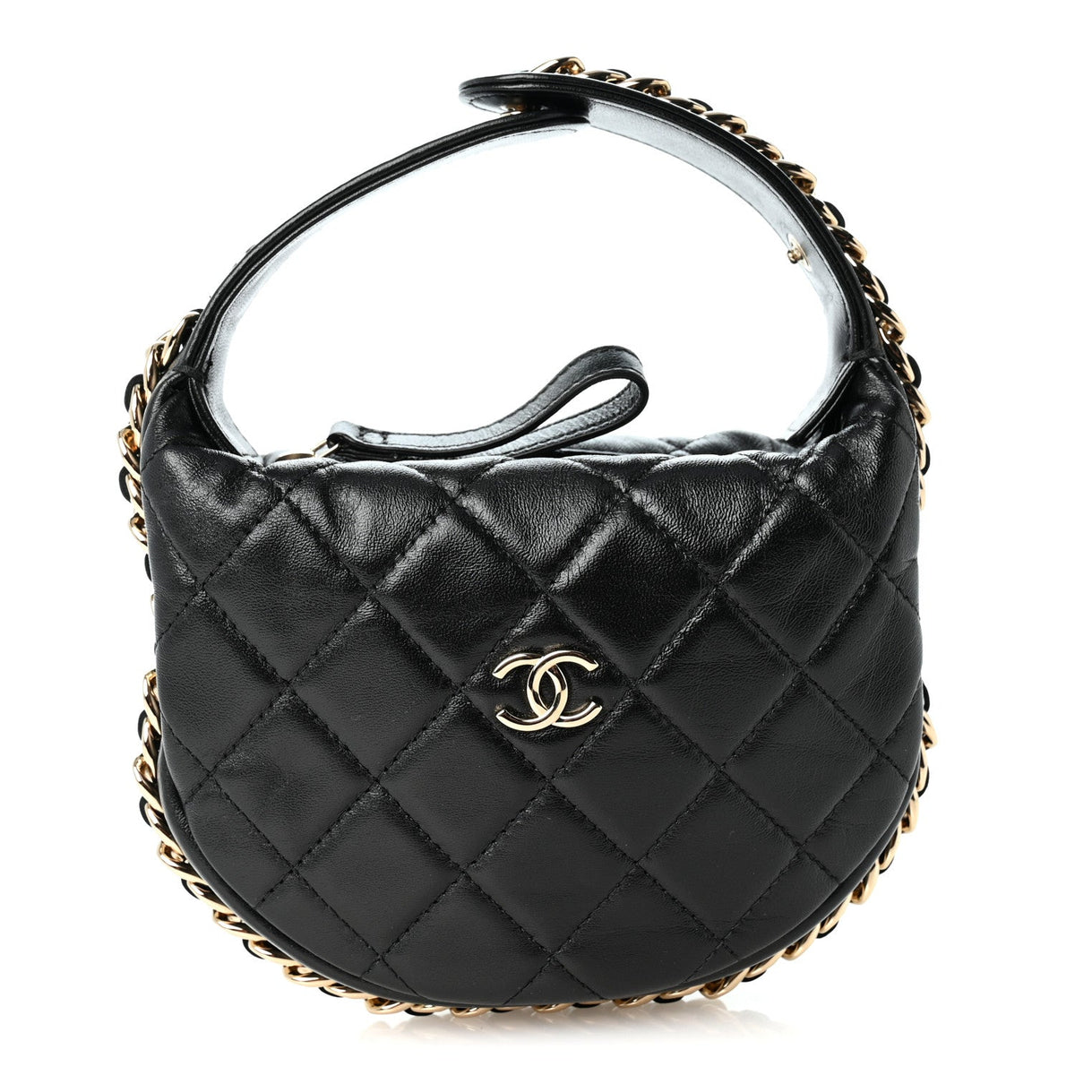 Quilted Lambskin Hobo Bag - Black