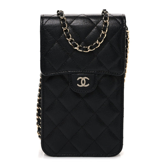 Quilted Caviar Handbag - Black