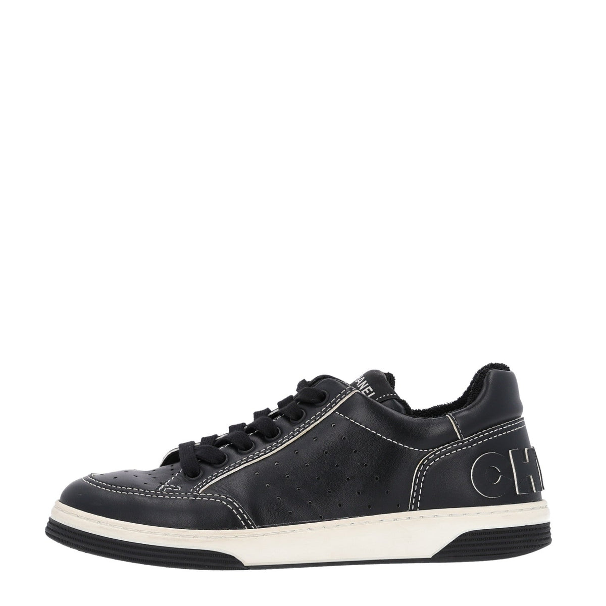 Calfskin Logo Sneakers Black White