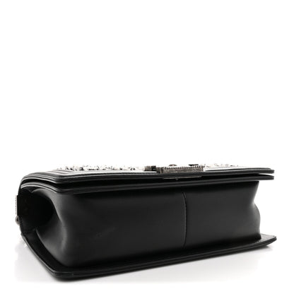 Medium Calfskin Flap Shoulder Bag - Black