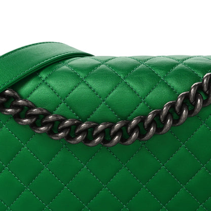 Medium Quilted Calfskin Flap Shoulder Bag - Green