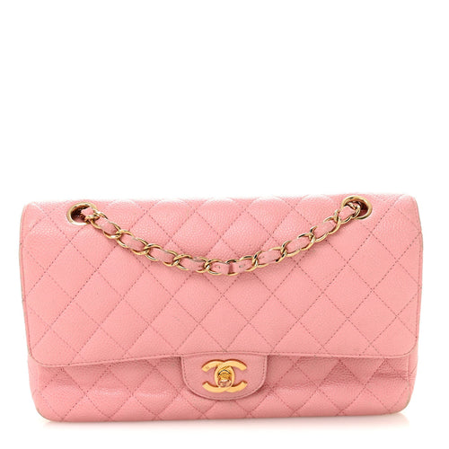 Medium Quilted Caviar Flap Shoulder Bag - Pink