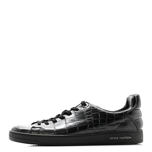 Calfskin Crocodile Embossed Frontrow Sneakers 8 Black