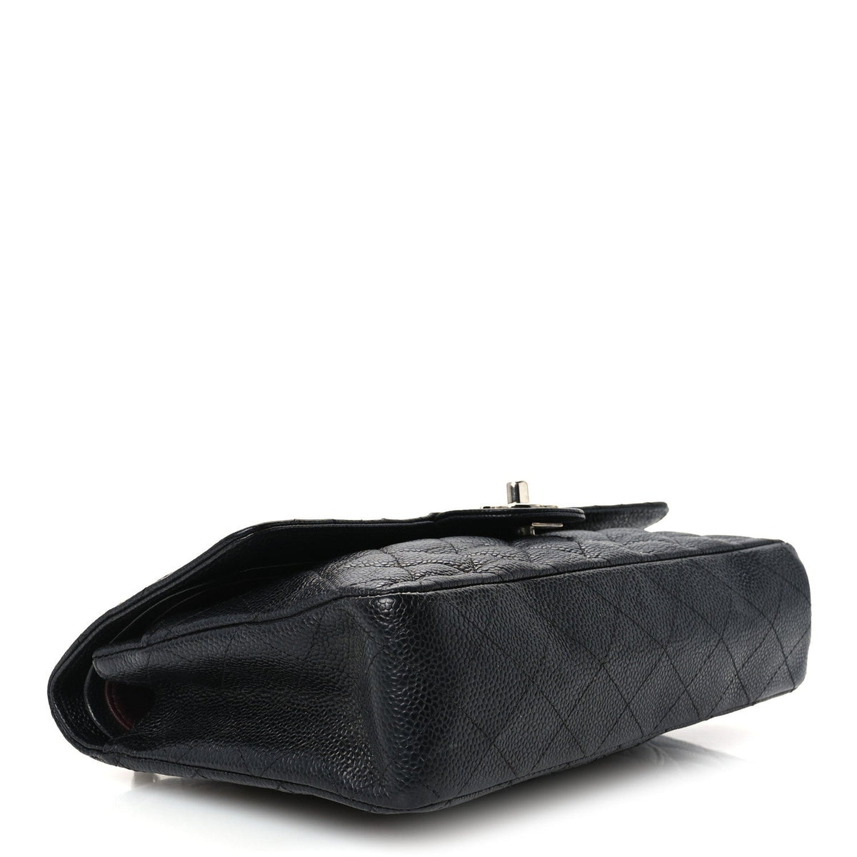 Medium Quilted Caviar Flap Shoulder Bag - Black