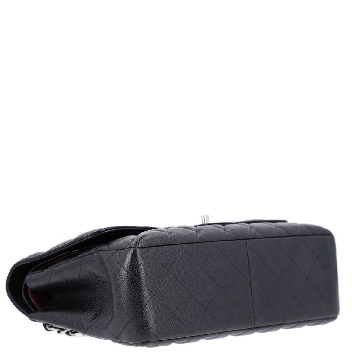 Quilted Caviar Flap Shoulder Bag - Black