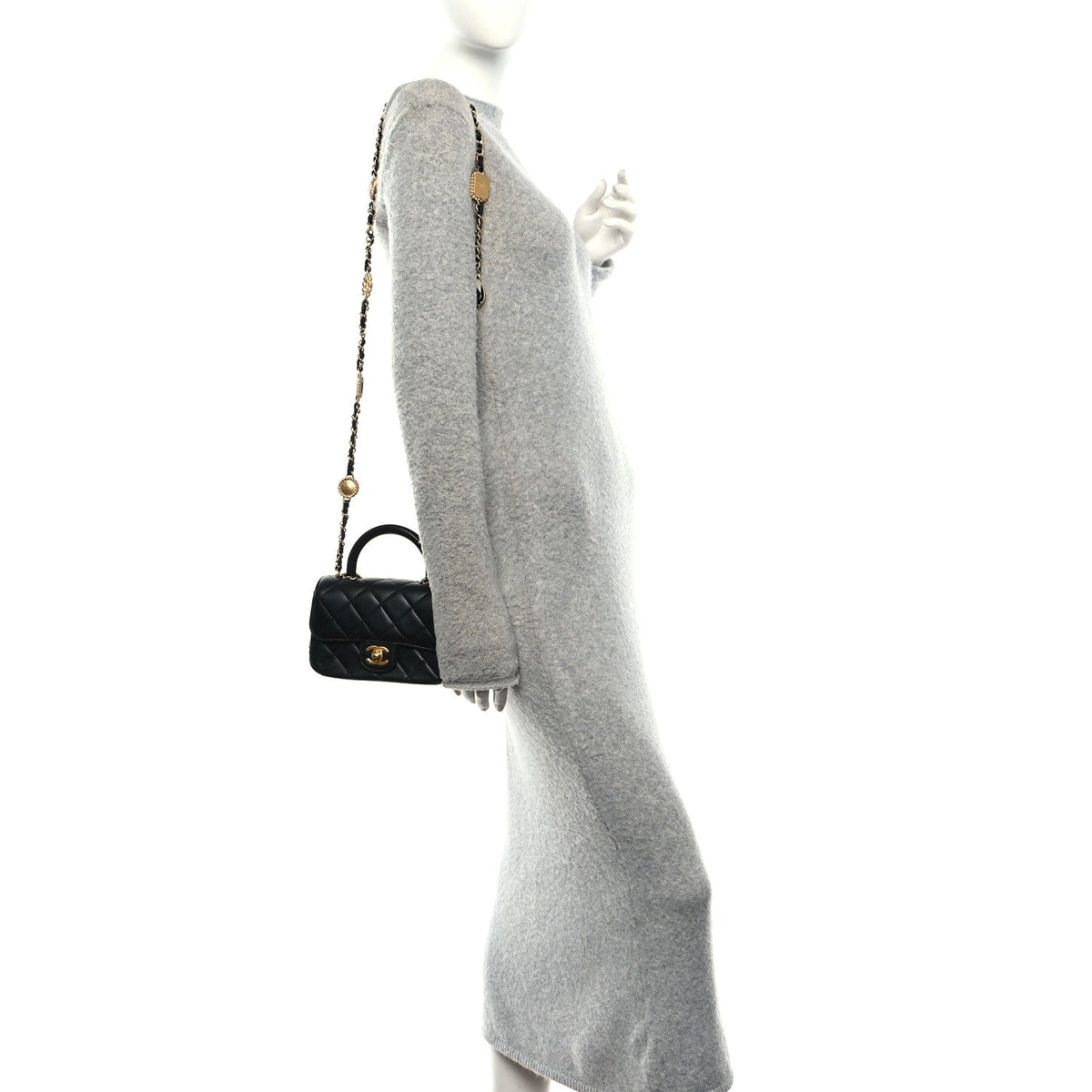 Mini Quilted Lambskin Flap Shoulder Bag - Black