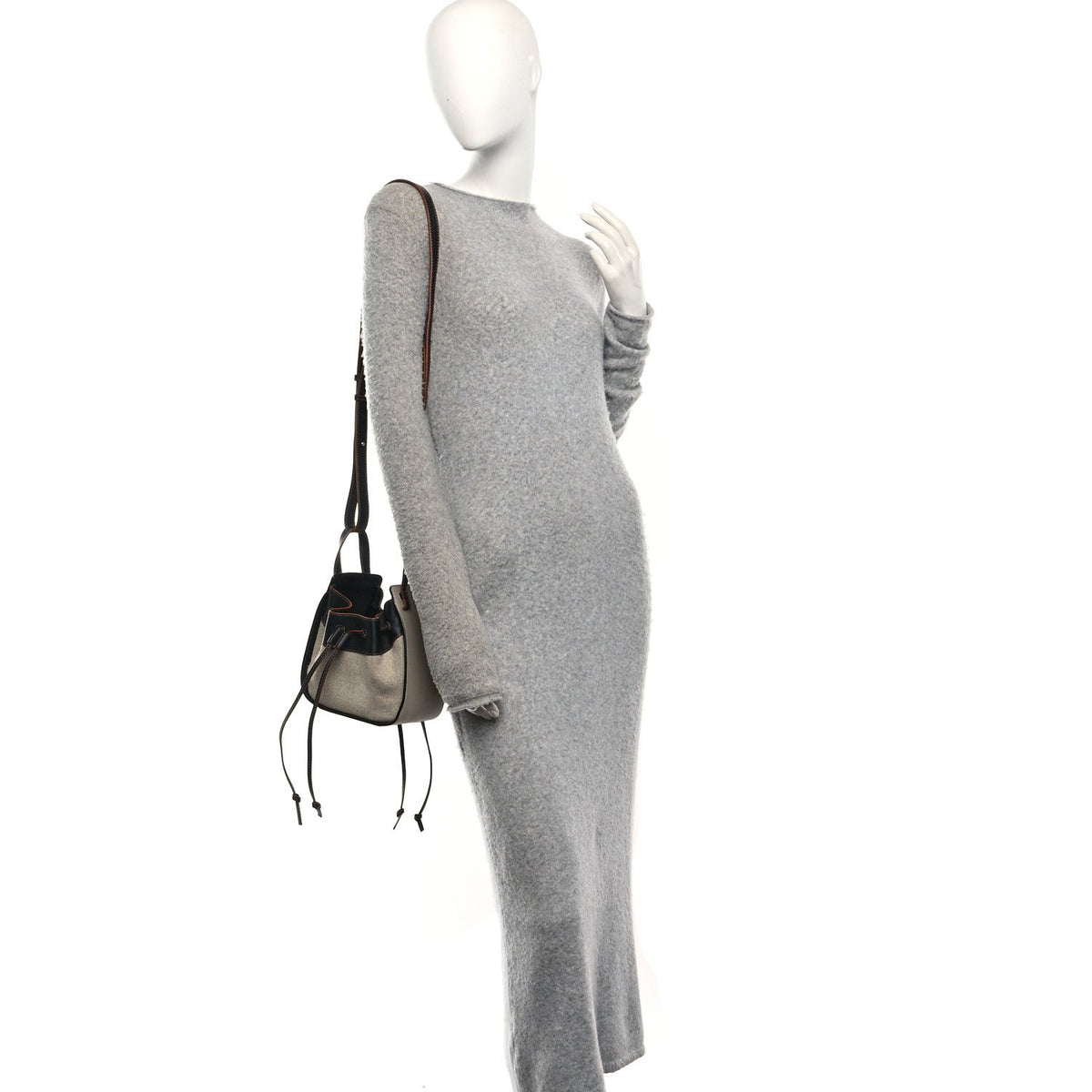 Mini Calfskin Canvas Shoulder Bag - Black